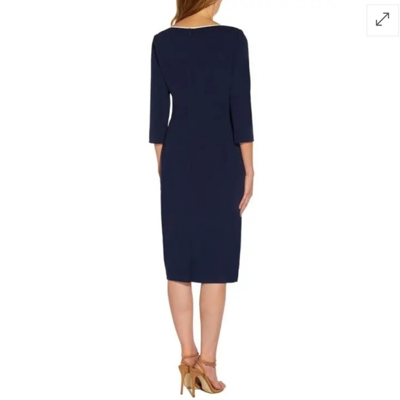 Adrianna Papell Tipped Crepe Tie Waist Dress - Picture 7 of 8